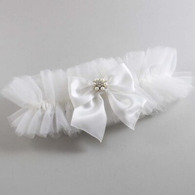Solid White Tulle Wedding Garter / Solid White Wedding Garters/  Wedding Garter / Custom Wedding Garter / Bridal Garter / Prom Garter / Linda Joyce Couture / Personalized Garter / Personalized Wedding Garter / Personalized Prom Garter