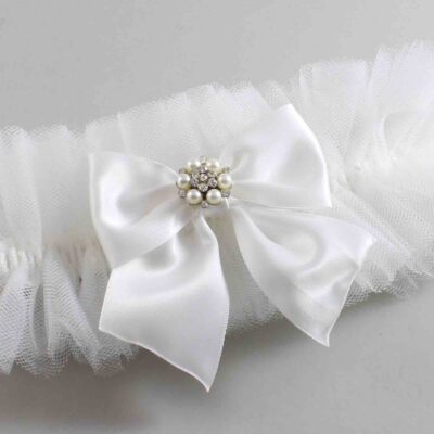 Solid White Tulle Wedding Garter / Solid White Wedding Garters/  Wedding Garter / Custom Wedding Garter / Bridal Garter / Prom Garter / Linda Joyce Couture / Personalized Garter / Personalized Wedding Garter / Personalized Prom Garter