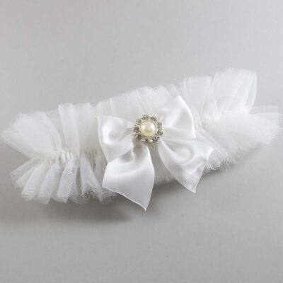 Solid White Tulle Wedding Garter / Solid White Wedding Garters/  Wedding Garter / Custom Wedding Garter / Bridal Garter / Prom Garter / Linda Joyce Couture / Personalized Garter / Personalized Wedding Garter / Personalized Prom Garter