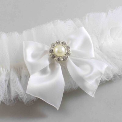 Solid White Tulle Wedding Garter / Solid White Wedding Garters/  Wedding Garter / Custom Wedding Garter / Bridal Garter / Prom Garter / Linda Joyce Couture / Personalized Garter / Personalized Wedding Garter / Personalized Prom Garter