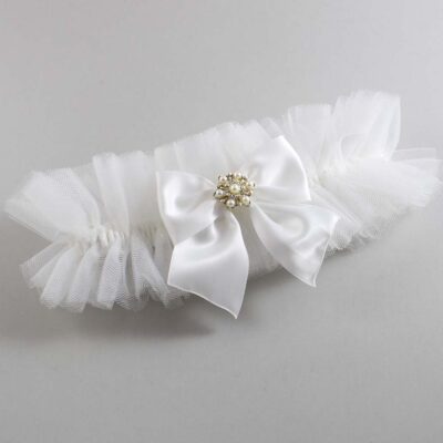Solid White Tulle Wedding Garter / Solid White Wedding Garters/ Wedding Garter / Custom Wedding Garter / Bridal Garter / Prom Garter / Linda Joyce Couture / Personalized Garter / Personalized Wedding Garter / Personalized Prom Garter