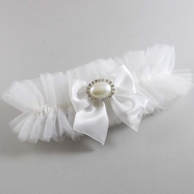 Solid White Tulle Wedding Garter / Solid White Wedding Garters/  Wedding Garter / Custom Wedding Garter / Bridal Garter / Prom Garter / Linda Joyce Couture / Personalized Garter / Personalized Wedding Garter / Personalized Prom Garter