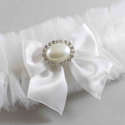Solid White Tulle Wedding Garter / Solid White Wedding Garters/  Wedding Garter / Custom Wedding Garter / Bridal Garter / Prom Garter / Linda Joyce Couture / Personalized Garter / Personalized Wedding Garter / Personalized Prom Garter