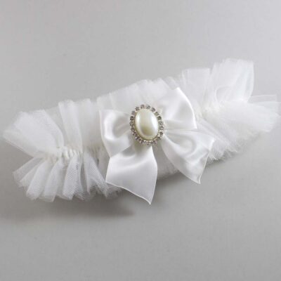 Solid White Tulle Wedding Garter / Solid White Wedding Garters/  Wedding Garter / Custom Wedding Garter / Bridal Garter / Prom Garter / Linda Joyce Couture / Personalized Garter / Personalized Wedding Garter / Personalized Prom Garter