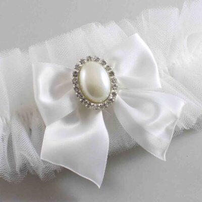 Solid White Tulle Wedding Garter / Solid White Wedding Garters/  Wedding Garter / Custom Wedding Garter / Bridal Garter / Prom Garter / Linda Joyce Couture / Personalized Garter / Personalized Wedding Garter / Personalized Prom Garter
