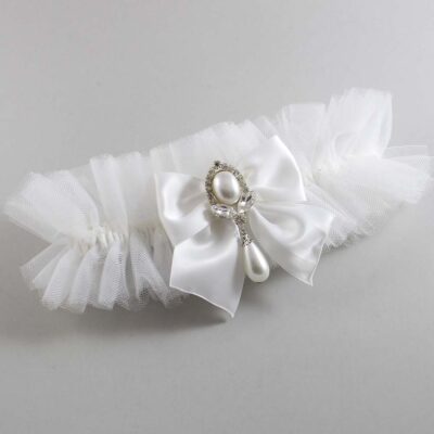 Solid White Tulle Wedding Garter / Solid White Wedding Garters/  Wedding Garter / Custom Wedding Garter / Bridal Garter / Prom Garter / Linda Joyce Couture / Personalized Garter / Personalized Wedding Garter / Personalized Prom Garter