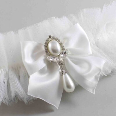 Solid White Tulle Wedding Garter / Solid White Wedding Garters/  Wedding Garter / Custom Wedding Garter / Bridal Garter / Prom Garter / Linda Joyce Couture / Personalized Garter / Personalized Wedding Garter / Personalized Prom Garter