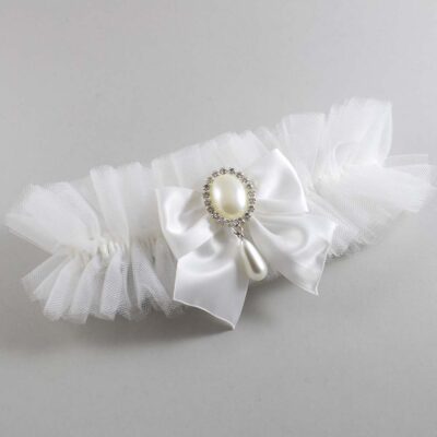 Solid White Tulle Wedding Garter / Solid White Wedding Garters/  Wedding Garter / Custom Wedding Garter / Bridal Garter / Prom Garter / Linda Joyce Couture / Personalized Garter / Personalized Wedding Garter / Personalized Prom Garter
