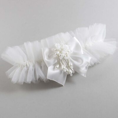Solid White Tulle Wedding Garter / Solid White Wedding Garters/  Wedding Garter / Custom Wedding Garter / Bridal Garter / Prom Garter / Linda Joyce Couture / Personalized Garter / Personalized Wedding Garter / Personalized Prom Garter