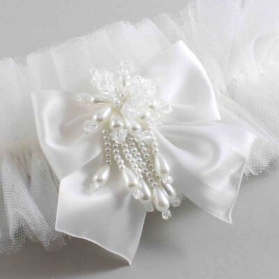 Solid White Tulle Wedding Garter / Solid White Wedding Garters/  Wedding Garter / Custom Wedding Garter / Bridal Garter / Prom Garter / Linda Joyce Couture / Personalized Garter / Personalized Wedding Garter / Personalized Prom Garter