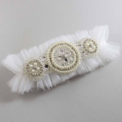 Solid White Tulle Wedding Garter / Solid White Wedding Garters/ Wedding Garter / Custom Wedding Garter / Bridal Garter / Prom Garter / Linda Joyce Couture / Personalized Garter / Personalized Wedding Garter / Personalized Prom Garter