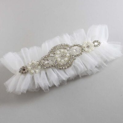 Solid White Tulle Wedding Garter / Solid White Wedding Garters/ Wedding Garter / Custom Wedding Garter / Bridal Garter / Prom Garter / Linda Joyce Couture / Personalized Garter / Personalized Wedding Garter / Personalized Prom Garter