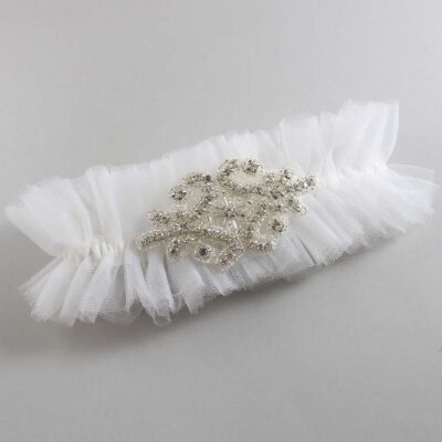 Solid White Tulle Wedding Garter / Solid White Wedding Garters/ Wedding Garter / Custom Wedding Garter / Bridal Garter / Prom Garter / Linda Joyce Couture / Personalized Garter / Personalized Wedding Garter / Personalized Prom Garter