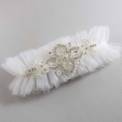 Solid White Tulle Wedding Garter / Solid White Wedding Garters/ Wedding Garter / Custom Wedding Garter / Bridal Garter / Prom Garter / Linda Joyce Couture / Personalized Garter / Personalized Wedding Garter / Personalized Prom Garter