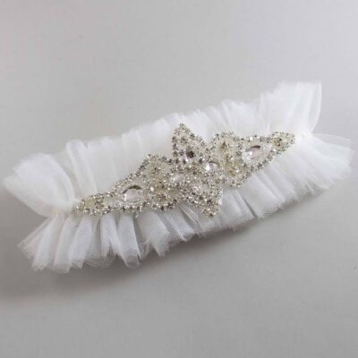 Solid White Tulle Wedding Garter / Solid White Wedding Garters/ Wedding Garter / Custom Wedding Garter / Bridal Garter / Prom Garter / Linda Joyce Couture / Personalized Garter / Personalized Wedding Garter / Personalized Prom Garter