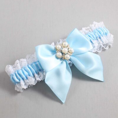 Alice Blue and White Lace Wedding Garter / Blue and White Wedding Garters / Wedding Garter / Custom Wedding Garter / Bridal Garter / Prom Garter / Linda Joyce Couture / Personalized Garter / Personalized Wedding Garter / Personalized Prom Garter