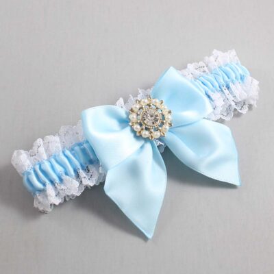 Alice Blue and White Lace Wedding Garter / Blue and White Wedding Garters / Wedding Garter / Custom Wedding Garter / Bridal Garter / Prom Garter / Linda Joyce Couture / Personalized Garter / Personalized Wedding Garter / Personalized Prom Garter