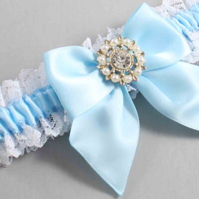Alice Blue and White Lace Wedding Garter / Blue and White Wedding Garters / Wedding Garter / Custom Wedding Garter / Bridal Garter / Prom Garter / Linda Joyce Couture / Personalized Garter / Personalized Wedding Garter / Personalized Prom Garter