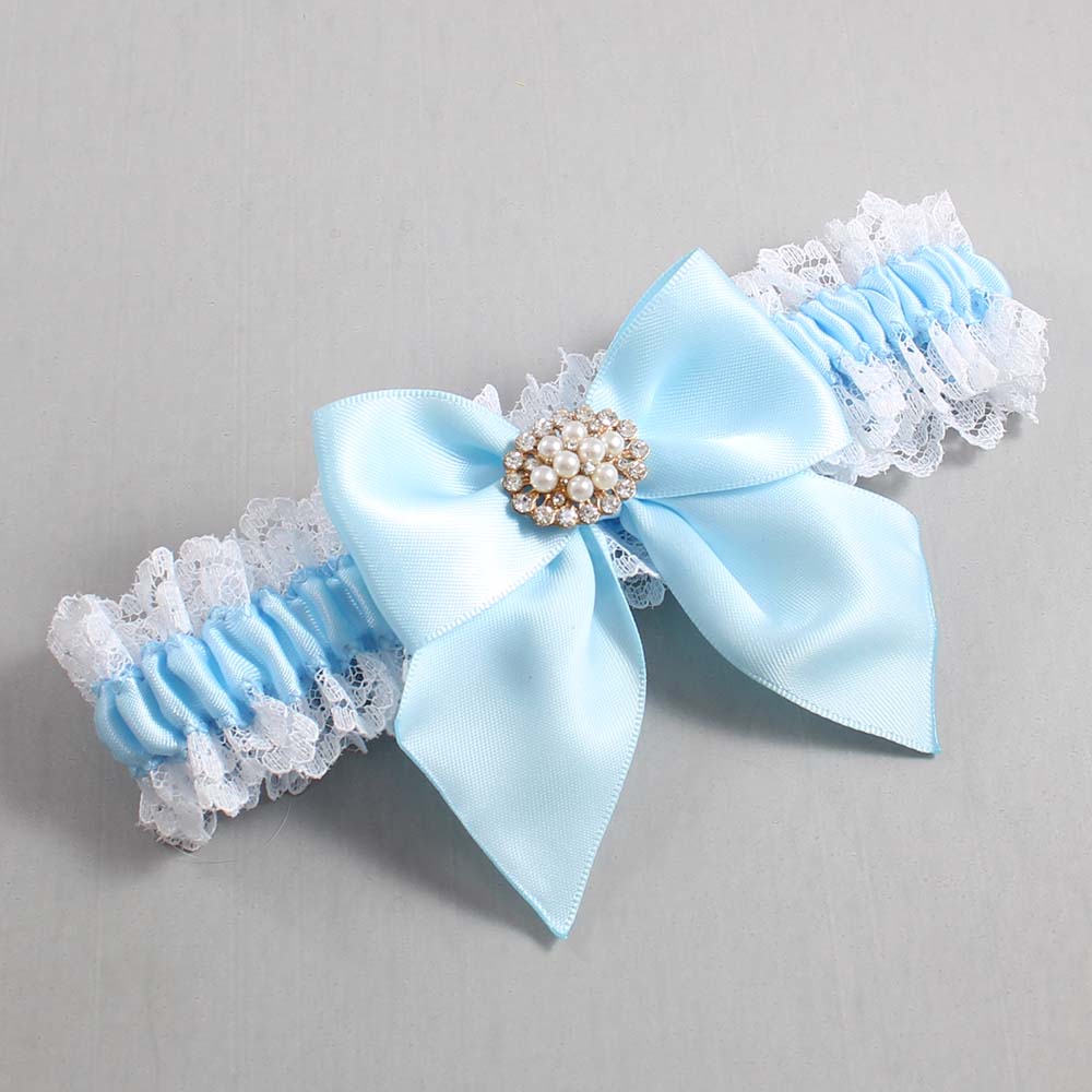 Alice Blue and White Lace Wedding Garter / Blue and White Wedding Garters / Wedding Garter / Custom Wedding Garter / Bridal Garter / Prom Garter / Linda Joyce Couture / Personalized Garter / Personalized Wedding Garter / Personalized Prom Garter