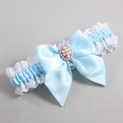 Alice Blue and White Lace Wedding Garter / Blue and White Wedding Garters / Wedding Garter / Custom Wedding Garter / Bridal Garter / Prom Garter / Linda Joyce Couture / Personalized Garter / Personalized Wedding Garter / Personalized Prom Garter