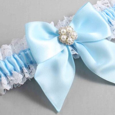 Alice Blue and White Lace Wedding Garter / Blue and White Wedding Garters / Wedding Garter / Custom Wedding Garter / Bridal Garter / Prom Garter / Linda Joyce Couture / Personalized Garter / Personalized Wedding Garter / Personalized Prom Garter