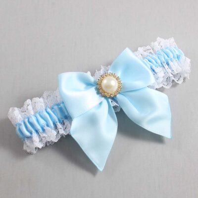 Alice Blue and White Lace Wedding Garter / Blue and White Wedding Garters / Wedding Garter / Custom Wedding Garter / Bridal Garter / Prom Garter / Linda Joyce Couture / Personalized Garter / Personalized Wedding Garter / Personalized Prom Garter