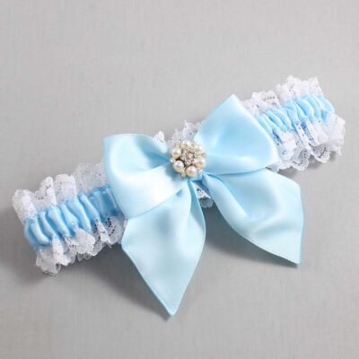 Alice Blue and White Lace Wedding Garter / Blue and White Wedding Garters / Wedding Garter / Custom Wedding Garter / Bridal Garter / Prom Garter / Linda Joyce Couture / Personalized Garter / Personalized Wedding Garter / Personalized Prom Garter