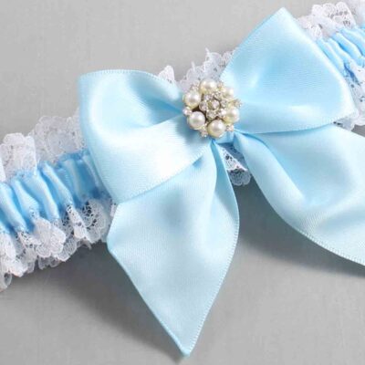 Alice Blue and White Lace Wedding Garter / Blue and White Wedding Garters / Wedding Garter / Custom Wedding Garter / Bridal Garter / Prom Garter / Linda Joyce Couture / Personalized Garter / Personalized Wedding Garter / Personalized Prom Garter
