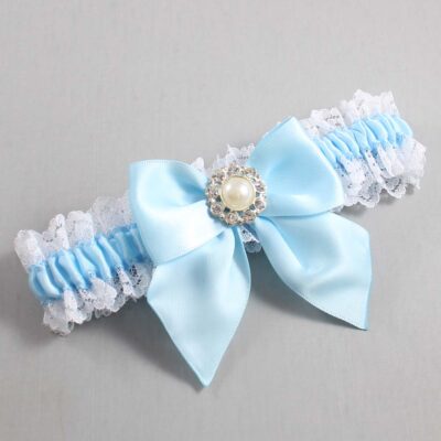 Alice Blue and White Lace Wedding Garter / Blue and White Wedding Garters / Wedding Garter / Custom Wedding Garter / Bridal Garter / Prom Garter / Linda Joyce Couture / Personalized Garter / Personalized Wedding Garter / Personalized Prom Garter
