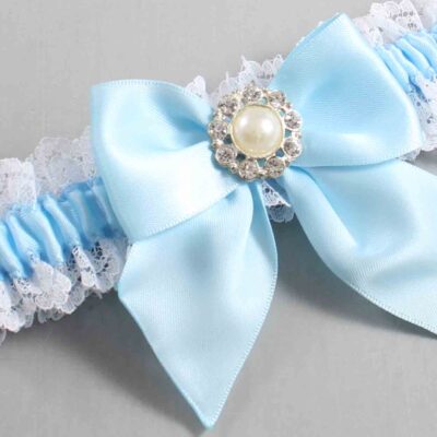 Alice Blue and White Lace Wedding Garter / Blue and White Wedding Garters / Wedding Garter / Custom Wedding Garter / Bridal Garter / Prom Garter / Linda Joyce Couture / Personalized Garter / Personalized Wedding Garter / Personalized Prom Garter