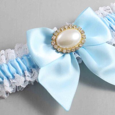Alice Blue and White Lace Wedding Garter / Blue and White Wedding Garters / Wedding Garter / Custom Wedding Garter / Bridal Garter / Prom Garter / Linda Joyce Couture / Personalized Garter / Personalized Wedding Garter / Personalized Prom Garter