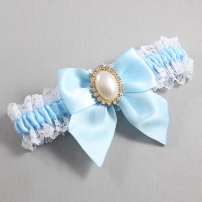 Alice Blue and White Lace Wedding Garter / Blue and White Wedding Garters / Wedding Garter / Custom Wedding Garter / Bridal Garter / Prom Garter / Linda Joyce Couture / Personalized Garter / Personalized Wedding Garter / Personalized Prom Garter