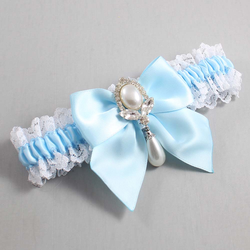 Alice Blue and White Lace Wedding Garter / Blue and White Wedding Garters / Wedding Garter / Custom Wedding Garter / Bridal Garter / Prom Garter / Linda Joyce Couture / Personalized Garter / Personalized Wedding Garter / Personalized Prom Garter