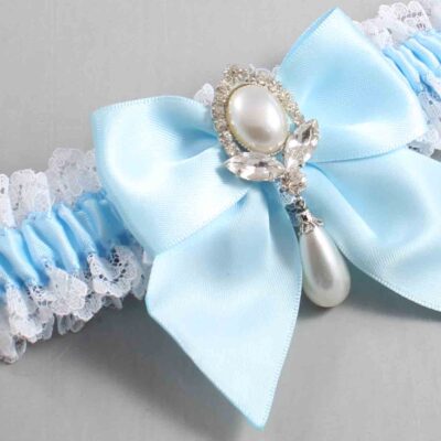 Alice Blue and White Lace Wedding Garter / Blue and White Wedding Garters / Wedding Garter / Custom Wedding Garter / Bridal Garter / Prom Garter / Linda Joyce Couture / Personalized Garter / Personalized Wedding Garter / Personalized Prom Garter