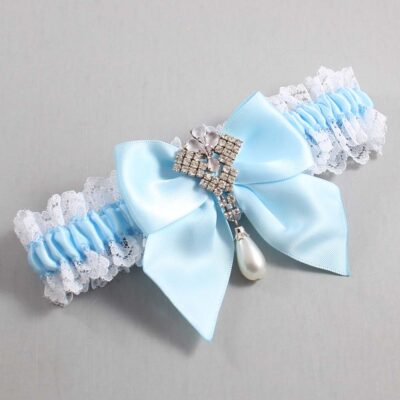 Alice Blue and White Lace Wedding Garter / Blue and White Wedding Garters / Wedding Garter / Custom Wedding Garter / Bridal Garter / Prom Garter / Linda Joyce Couture / Personalized Garter / Personalized Wedding Garter / Personalized Prom Garter