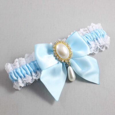 Alice Blue and White Lace Wedding Garter / Blue and White Wedding Garters / Wedding Garter / Custom Wedding Garter / Bridal Garter / Prom Garter / Linda Joyce Couture / Personalized Garter / Personalized Wedding Garter / Personalized Prom Garter