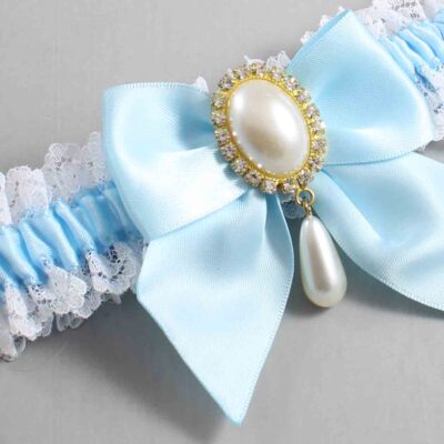 Alice Blue and White Lace Wedding Garter / Blue and White Wedding Garters / Wedding Garter / Custom Wedding Garter / Bridal Garter / Prom Garter / Linda Joyce Couture / Personalized Garter / Personalized Wedding Garter / Personalized Prom Garter