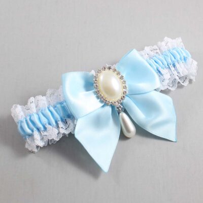 Alice Blue and White Lace Wedding Garter / Blue and White Wedding Garters / Wedding Garter / Custom Wedding Garter / Bridal Garter / Prom Garter / Linda Joyce Couture / Personalized Garter / Personalized Wedding Garter / Personalized Prom Garter