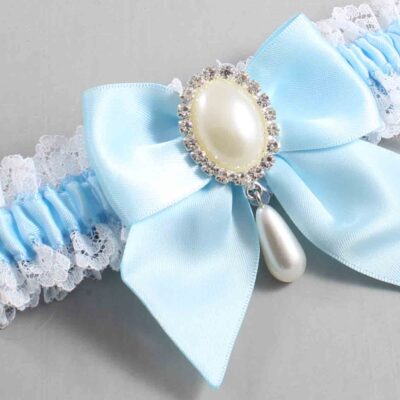 Alice Blue and White Lace Wedding Garter / Blue and White Wedding Garters / Wedding Garter / Custom Wedding Garter / Bridal Garter / Prom Garter / Linda Joyce Couture / Personalized Garter / Personalized Wedding Garter / Personalized Prom Garter