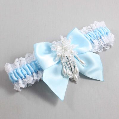 Alice Blue and White Lace Wedding Garter / Blue and White Wedding Garters / Wedding Garter / Custom Wedding Garter / Bridal Garter / Prom Garter / Linda Joyce Couture / Personalized Garter / Personalized Wedding Garter / Personalized Prom Garter