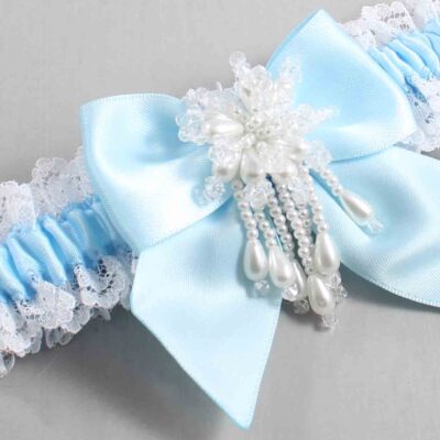 Alice Blue and White Lace Wedding Garter / Blue and White Wedding Garters / Wedding Garter / Custom Wedding Garter / Bridal Garter / Prom Garter / Linda Joyce Couture / Personalized Garter / Personalized Wedding Garter / Personalized Prom Garter
