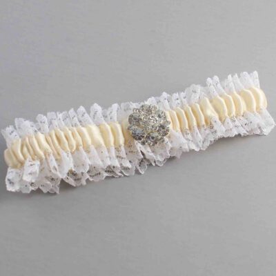 Ivory and White Lace and White Lace Wedding Garter / Ivory and White Wedding Garters / Wedding Garter / Custom Wedding Garter / Bridal Garter / Prom Garter / Linda Joyce Couture / Personalized Garter / Personalized Wedding Garter / Personalized Prom Garter
