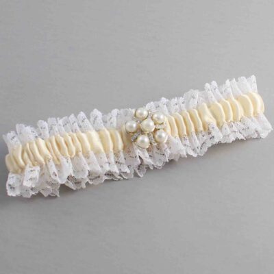 Ivory and White Lace and White Lace Wedding Garter / Ivory and White Wedding Garters / Wedding Garter / Custom Wedding Garter / Bridal Garter / Prom Garter / Linda Joyce Couture / Personalized Garter / Personalized Wedding Garter / Personalized Prom Garter