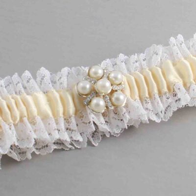 Ivory and White Lace and White Lace Wedding Garter / Ivory and White Wedding Garters / Wedding Garter / Custom Wedding Garter / Bridal Garter / Prom Garter / Linda Joyce Couture / Personalized Garter / Personalized Wedding Garter / Personalized Prom Garter