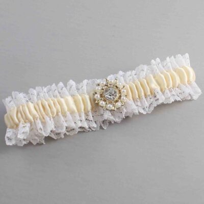 Ivory and White Lace and White Lace Wedding Garter / Ivory and White Wedding Garters / Wedding Garter / Custom Wedding Garter / Bridal Garter / Prom Garter / Linda Joyce Couture / Personalized Garter / Personalized Wedding Garter / Personalized Prom Garter