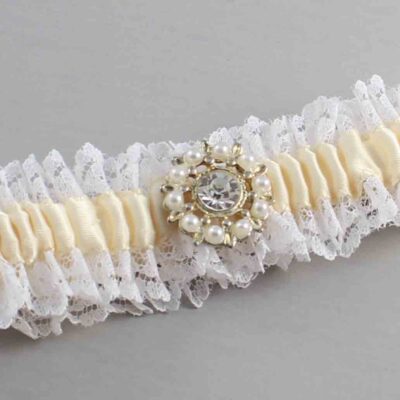 Ivory and White Lace and White Lace Wedding Garter / Ivory and White Wedding Garters / Wedding Garter / Custom Wedding Garter / Bridal Garter / Prom Garter / Linda Joyce Couture / Personalized Garter / Personalized Wedding Garter / Personalized Prom Garter