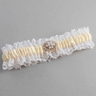 Ivory and White Lace and White Lace Wedding Garter / Ivory and White Wedding Garters / Wedding Garter / Custom Wedding Garter / Bridal Garter / Prom Garter / Linda Joyce Couture / Personalized Garter / Personalized Wedding Garter / Personalized Prom Garter