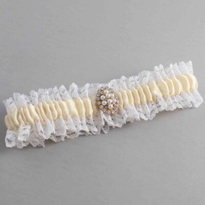 Ivory and White Lace and White Lace Wedding Garter / Ivory and White Wedding Garters / Wedding Garter / Custom Wedding Garter / Bridal Garter / Prom Garter / Linda Joyce Couture / Personalized Garter / Personalized Wedding Garter / Personalized Prom Garter