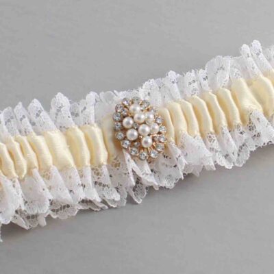 Ivory and White Lace and White Lace Wedding Garter / Ivory and White Wedding Garters / Wedding Garter / Custom Wedding Garter / Bridal Garter / Prom Garter / Linda Joyce Couture / Personalized Garter / Personalized Wedding Garter / Personalized Prom Garter