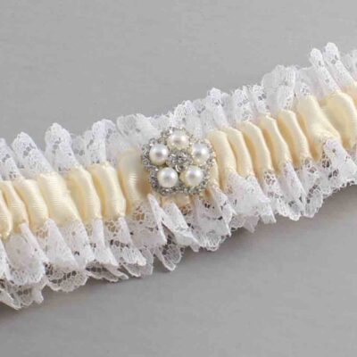 Ivory and White Lace and White Lace Wedding Garter / Ivory and White Wedding Garters / Wedding Garter / Custom Wedding Garter / Bridal Garter / Prom Garter / Linda Joyce Couture / Personalized Garter / Personalized Wedding Garter / Personalized Prom Garter